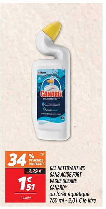 gel nettoyant wc sans acide fort vague océane canard