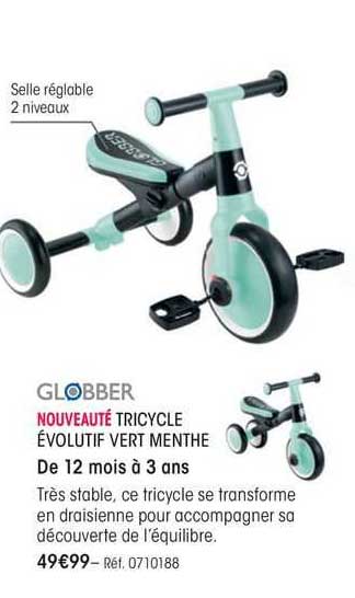 globber tricycle évolutif vert menthe