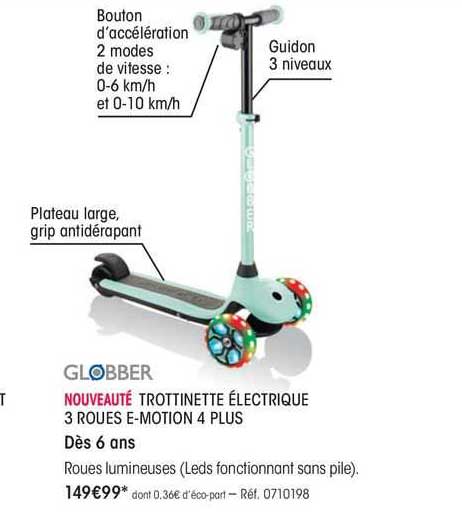 globber trottinette électrique 3 roues e-motion 4 plus