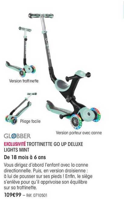globber trottinette go up deluxe lights mint