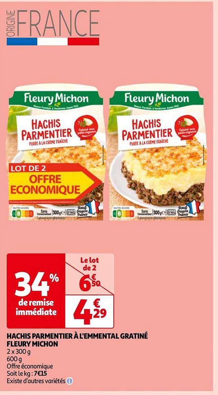 hachis parmentier à l'emmental gratiné fleury michon