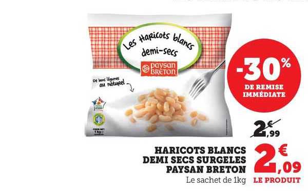 haricots blancs demi secs surgelés paysan breton