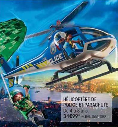 Hélicoptère De Police Et Parachute