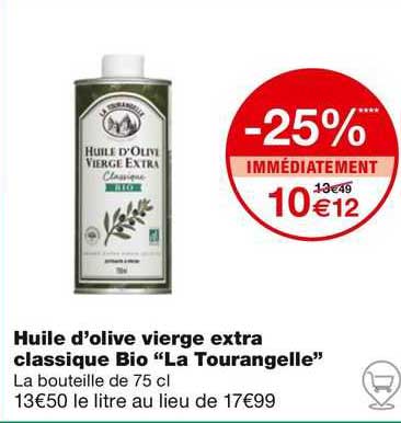 huile d'olive vierge extra classique bio "la tourangelle"