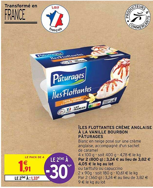 îles flottantes crème anglaise à la vanille bourbon pâturages