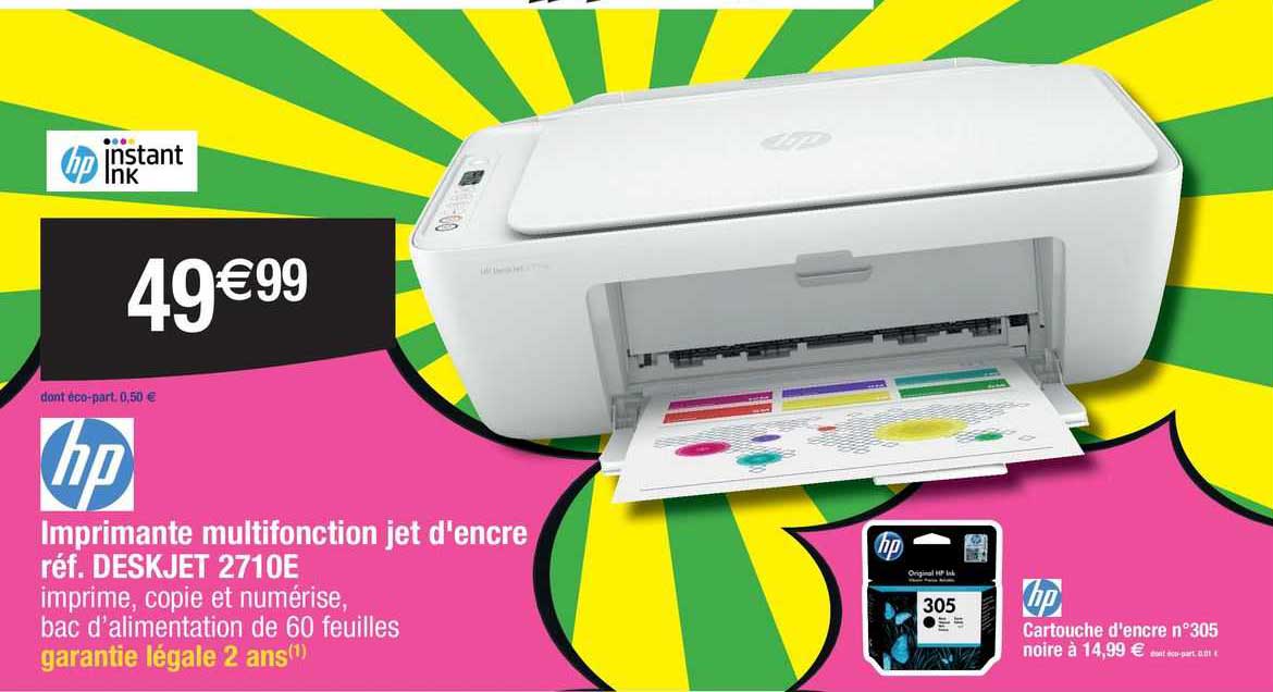 imprimante multifonction jet d'encre hp, cartouche d'encre n°305 noir hp