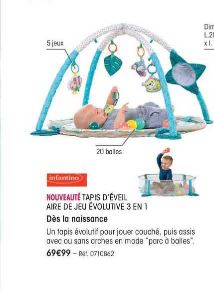 infantino tapis d'éveil aire de jeu évolutive 3 en 1
