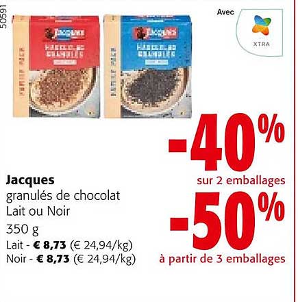 jacques granulés de chocolat lait ou noir