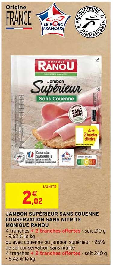 jambon supérieur sans couenne conservation sans nitrite monique ranou