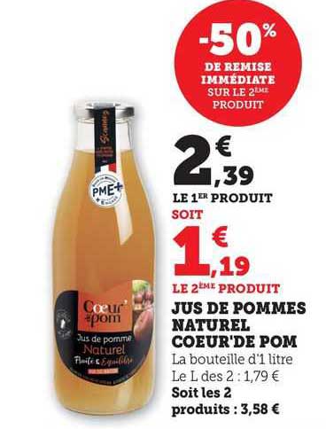 Jus De Pommes Naturel Coeur'de Pom
