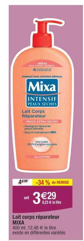 lait corps réparateur mixa