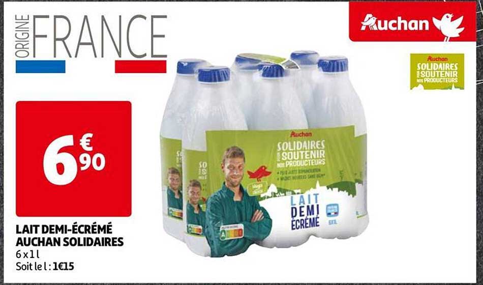 lait demi-écrémé auchan solidaires