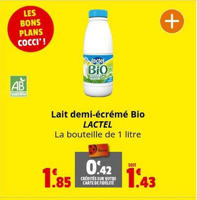 lait demi-écrémé bio lactel