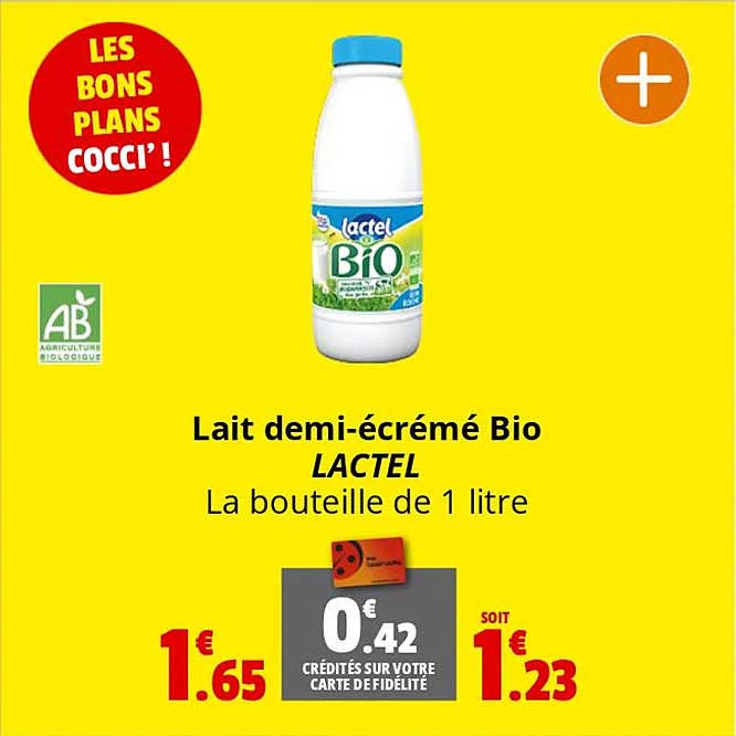 lait demi-écrémé bio lactel
