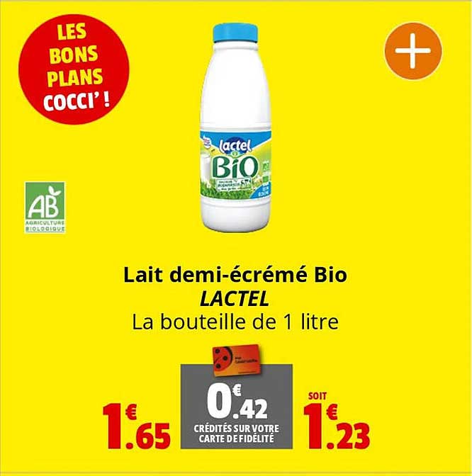lait demi-écrémé bio lactel