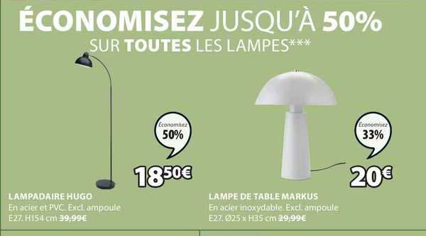 Lampadaire Hugo, Lampe De Table Markus