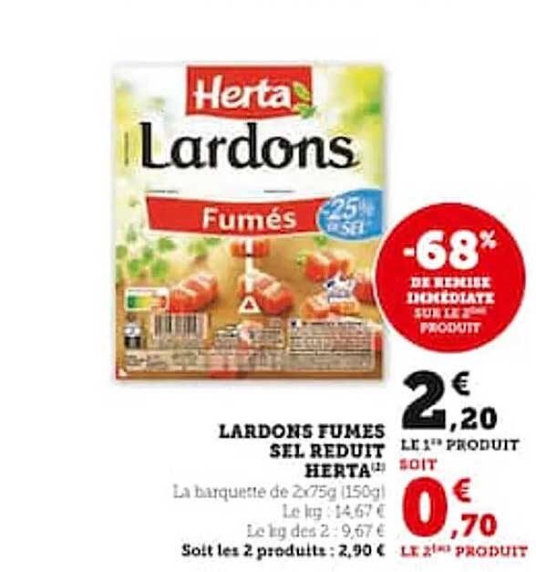 lardons fumés sel réduit herta