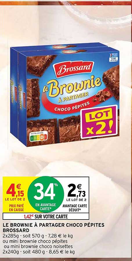 le brownie à partager choco pépites brossard
