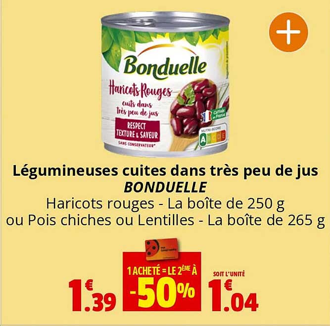 légumineuses cuites dans très peu de jus bonduelle