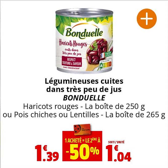 légumineuses cuites dans très peu de jus bonduelle