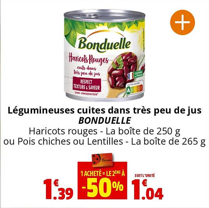 légumineuses cuits dans très peu de jus bonduelle