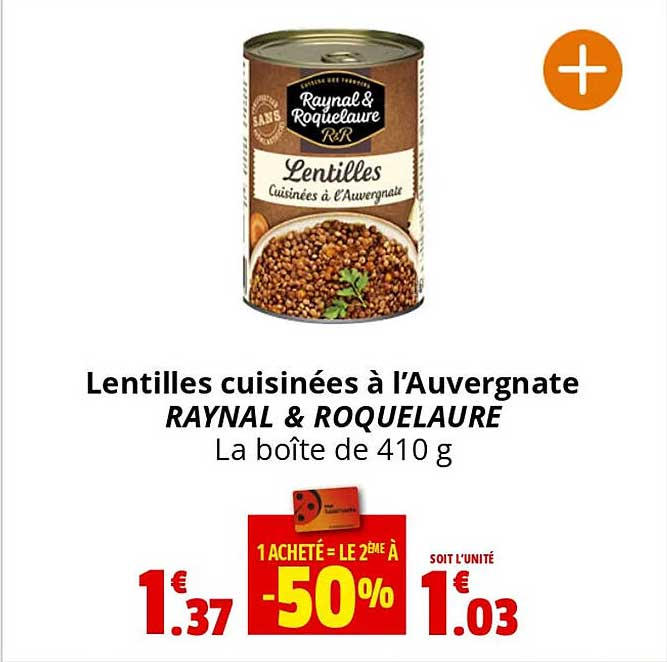 lentilles cuisinées à l'auvergnate raynal & roquelaure