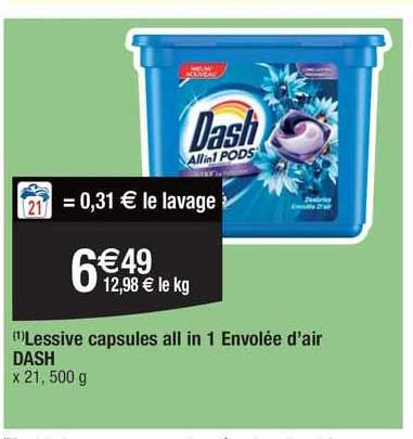 lessive capsules all in 1 envolée d'air dash