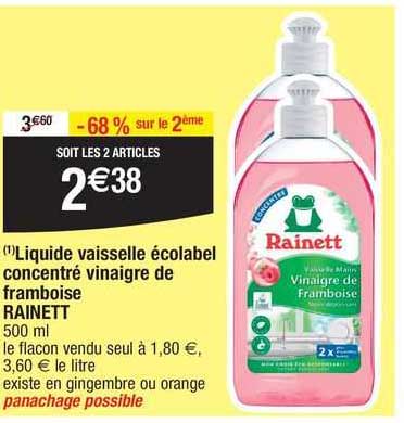 Liquide Vaisselle écolabel Concentré Vinaigre De Framboise Rainett