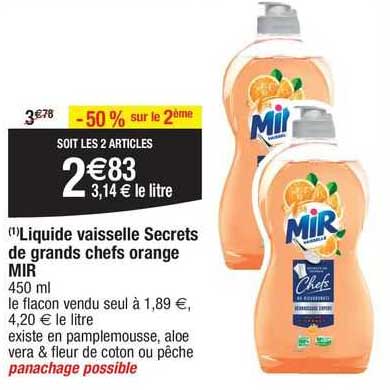 liquide vaisselle secrets de grands chefs orange mir