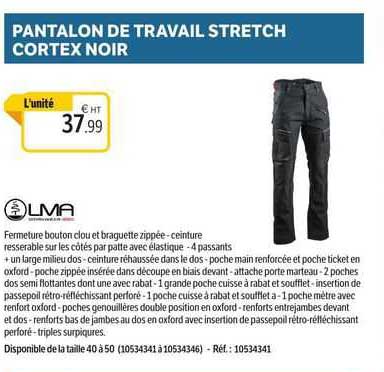 lma pantalon de travail stretch cortex noir