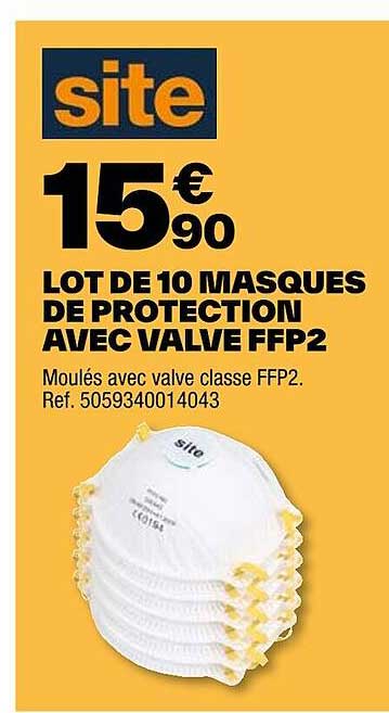 lot de 10 masques de protection avec valve ffp2