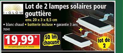 lot de 2 lampes solaires pour gouttière