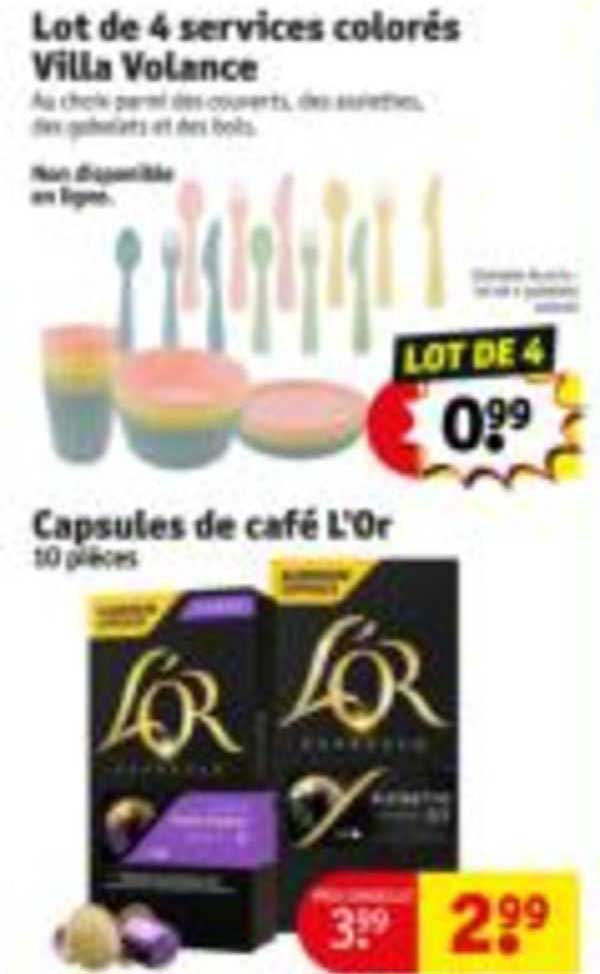 lot de 4 services colorés villa volance