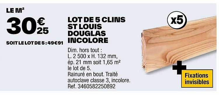 lot de 5 clins st louis douglas incolore