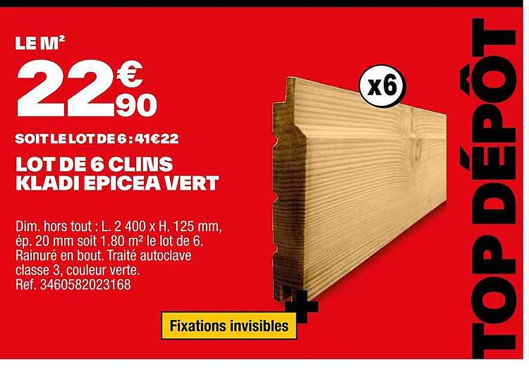lot de 6 clins kladi epicea vert