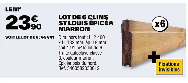 lot de 6 clins st louis épicéa marron