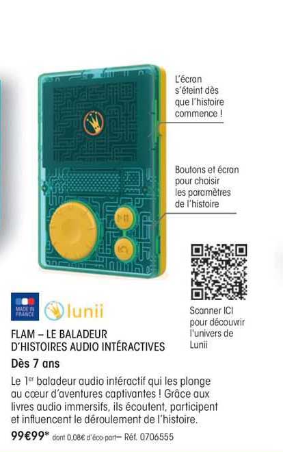 lunii flam - le baladeur d'histoires audio intéractives