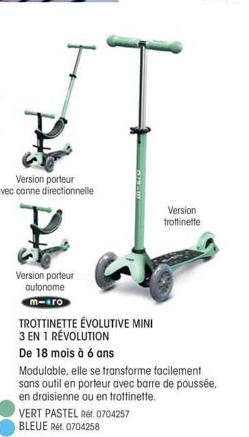 m-cro trotinette évolutive mini 3 en 1 révolution