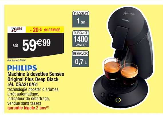 machine à dosettes senseo original plus deep black philips