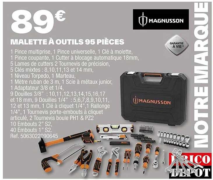 malette à outils 95 pièces magnusson