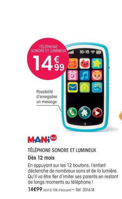 mani téléphone sonore et lumineux