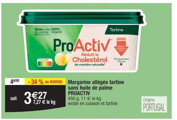 Margarine Allégée Tartine Sans Huile De Palme Proactiv