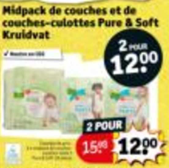midpack de couches et de couches-culottes pure & soft kruidvat