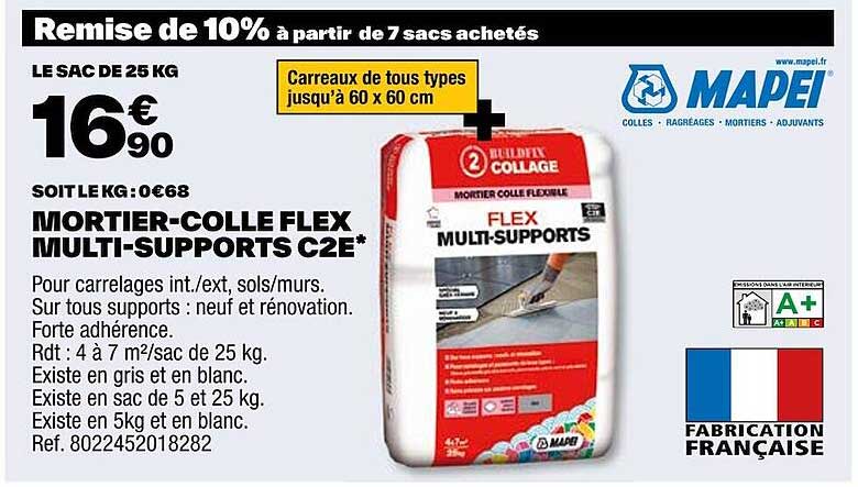 mortier-colle flex multi-supports c2e mapei