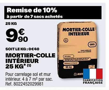mortier-colle intérieur 25 kg