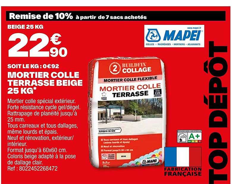 Mortier Colle Terrasse Beige 25 Kg Mapei