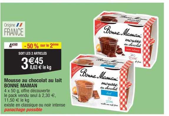 mousse au chocolat au lait bonne maman