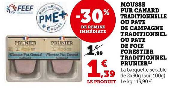 mousse pur canard traditionnelle ou pâte de campagne traditionnel ou pâte de foie forestier traditionnel prunier