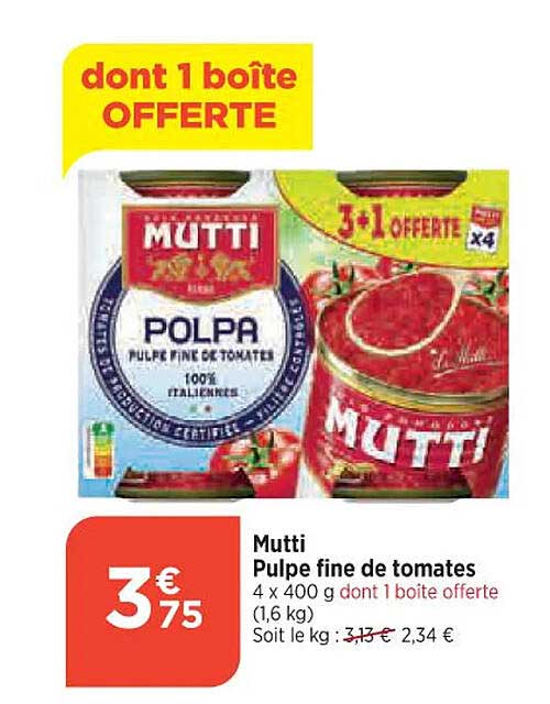 Mutti Pulpe Fine De Tomates