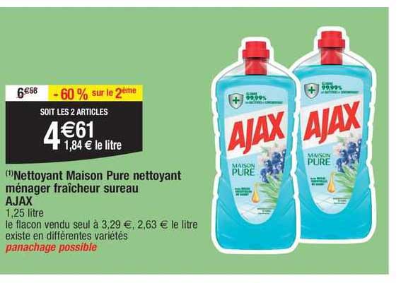 nettoyant maison pure nettoyant ménager fraîicheur sureau ajax